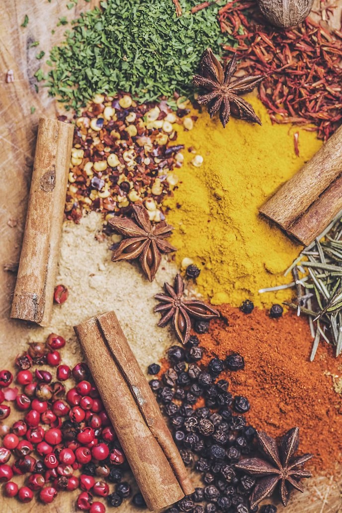 A vibrant display of Indian spices